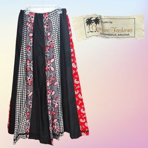 VTG 70's Care Free Fashions Multi Patterned Maxi Skirt